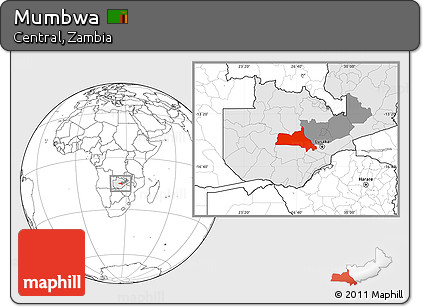 Blank Location Map of Mumbwa, highlighted country, highlighted parent region