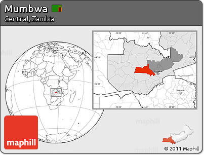 Blank Location Map of Mumbwa, highlighted country, highlighted parent region