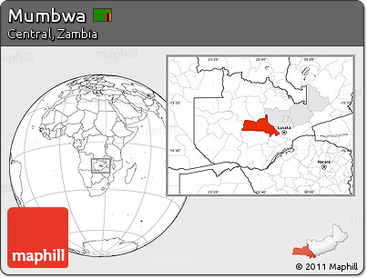 Blank Location Map of Mumbwa, highlighted parent region