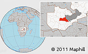 Gray Location Map of Mumbwa, highlighted country, highlighted parent region