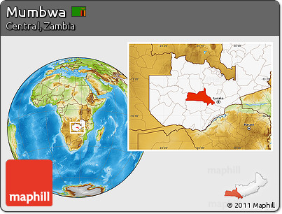 Physical Location Map of Mumbwa, highlighted country