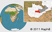 Satellite Location Map of Mumbwa, highlighted country, highlighted parent region