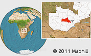 Satellite Location Map of Mumbwa, highlighted country