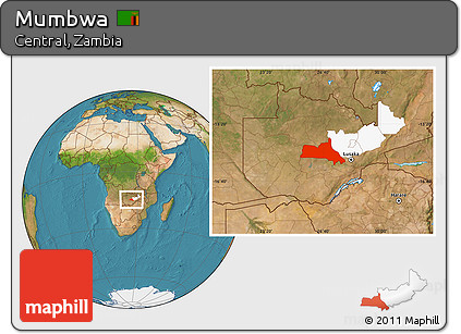 Satellite Location Map of Mumbwa, highlighted parent region