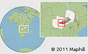 Savanna Style Location Map of Mumbwa, highlighted country, highlighted parent region, within the entire country