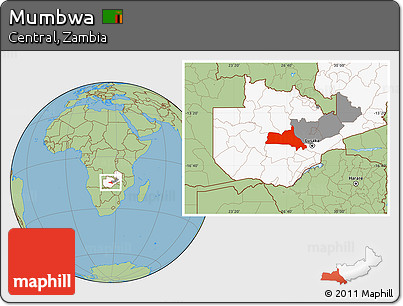 Savanna Style Location Map of Mumbwa, highlighted country, highlighted parent region
