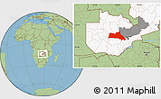 Savanna Style Location Map of Mumbwa, highlighted country, highlighted parent region