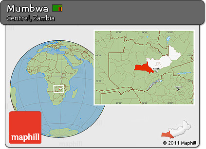 Savanna Style Location Map of Mumbwa, highlighted parent region