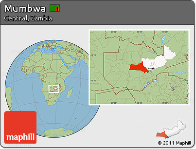 Savanna Style Location Map of Mumbwa, highlighted parent region