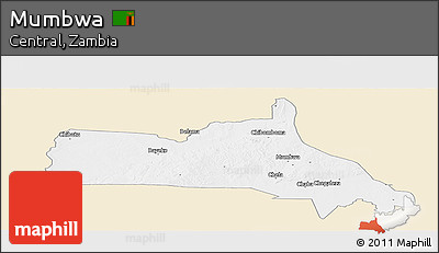 Classic Style Panoramic Map of Mumbwa, single color outside