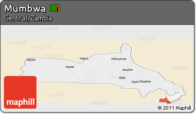 Classic Style Panoramic Map of Mumbwa, single color outside
