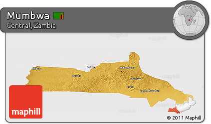 Physical Panoramic Map of Mumbwa, cropped outside