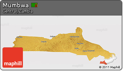 Physical Panoramic Map of Mumbwa, cropped outside