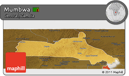 Physical Panoramic Map of Mumbwa, darken