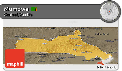Physical Panoramic Map of Mumbwa, darken, semi-desaturated