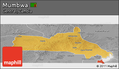 Physical Panoramic Map of Mumbwa, desaturated