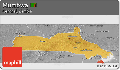 Physical Panoramic Map of Mumbwa, desaturated