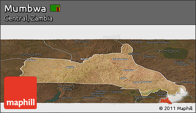Satellite Panoramic Map of Mumbwa, darken