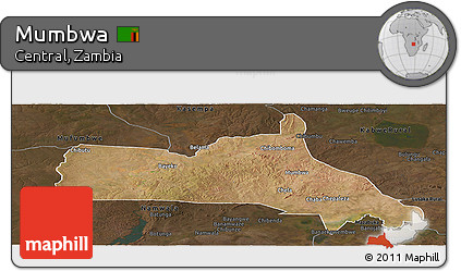 Satellite Panoramic Map of Mumbwa, darken