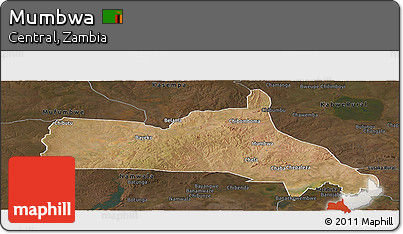 Satellite Panoramic Map of Mumbwa, darken