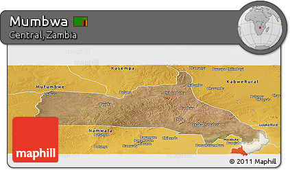 Satellite Panoramic Map of Mumbwa, physical outside