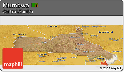 Satellite Panoramic Map of Mumbwa, physical outside