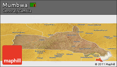 Satellite Panoramic Map of Mumbwa, physical outside