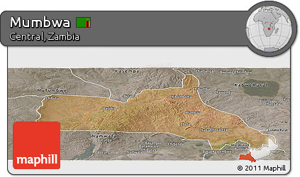 Satellite Panoramic Map of Mumbwa, semi-desaturated