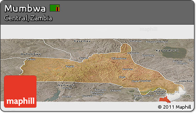 Satellite Panoramic Map of Mumbwa, semi-desaturated