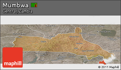 Satellite Panoramic Map of Mumbwa, semi-desaturated