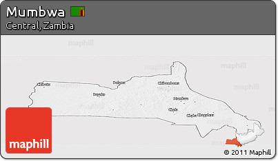 Silver Style Panoramic Map of Mumbwa, single color outside