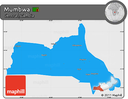 Political Simple Map of Mumbwa, single color outside