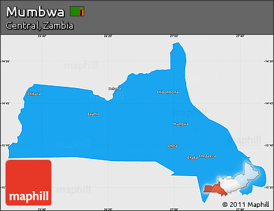 Political Simple Map of Mumbwa, single color outside