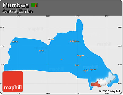 Political Simple Map of Mumbwa, single color outside