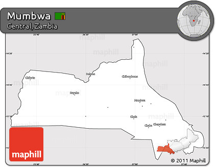 Silver Style Simple Map of Mumbwa, cropped outside