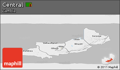 Gray Panoramic Map of Central, single color outside