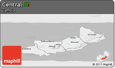 Gray Panoramic Map of Central, single color outside