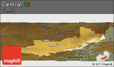 Physical Panoramic Map of Central, darken