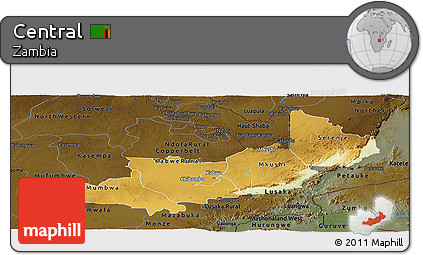 Physical Panoramic Map of Central, darken