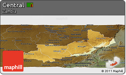 Physical Panoramic Map of Central, darken