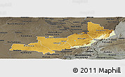 Physical Panoramic Map of Central, darken, semi-desaturated