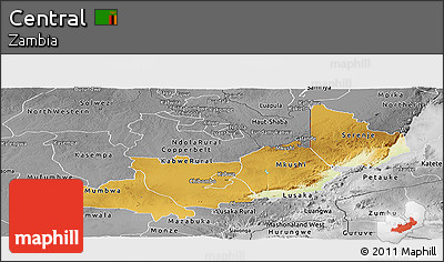 Physical Panoramic Map of Central, desaturated