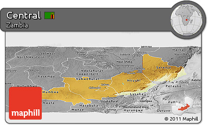 Physical Panoramic Map of Central, desaturated