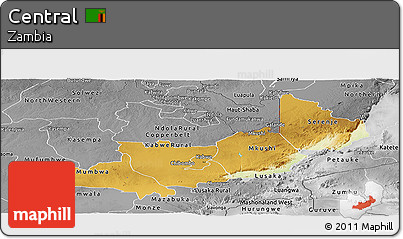 Physical Panoramic Map of Central, desaturated