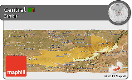Physical Panoramic Map of Central, satellite outside