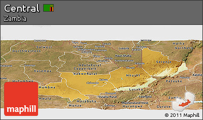 Physical Panoramic Map of Central, satellite outside