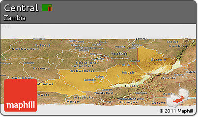 Physical Panoramic Map of Central, satellite outside