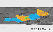 Political Panoramic Map of Central, darken, desaturated