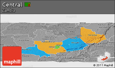 Political Panoramic Map of Central, desaturated