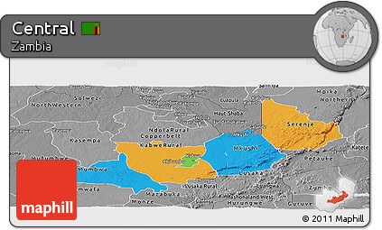 Political Panoramic Map of Central, desaturated